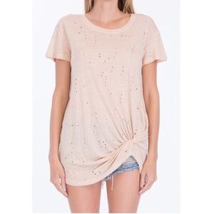 Olivaceous Distressed Knotted Tee